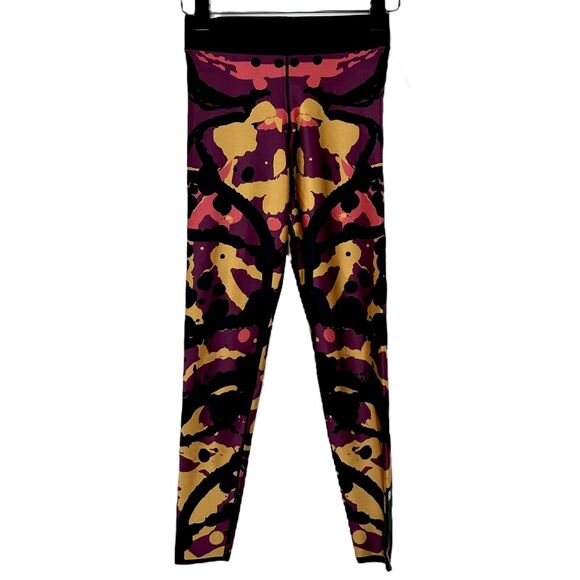 COR Ultracor USA Size S Stretch Mid Rise Active Leggings USA Purple Black Gold - Picture 2 of 10